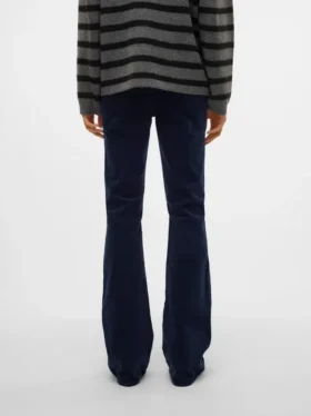 Pantalon en velours côtelé taille haute Vmsiga