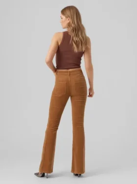 Pantalon en velours côtelé taille haute Vmsiga