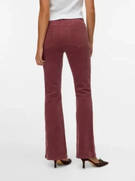 Pantalon en velours côtelé taille haute Vmsiga