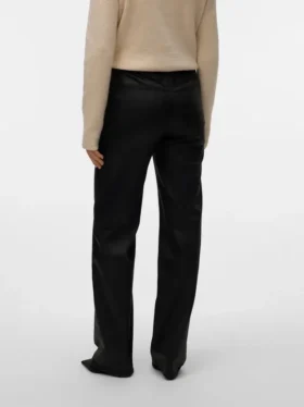 Pantalon à taille haute enduit Vmtessa