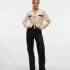 Pantalon à taille haute enduit Vmtessa