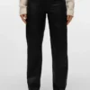 Pantalon à taille haute enduit Vmtessa