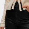 Pantalon à taille haute enduit Vmtessa