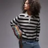 Polo rayé léger en maille Topshop