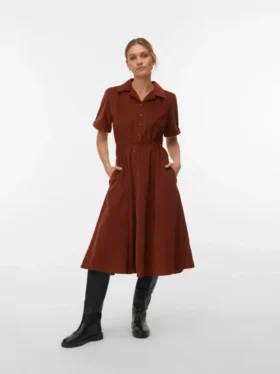 Robe midi en velours côtelé Vmray