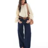 Topshop Jeans taille basse coupe ample