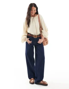 Topshop Jeans taille basse coupe ample