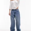 Topshop Jeans taille basse coupe ample