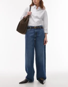 Topshop Jeans taille basse coupe ample