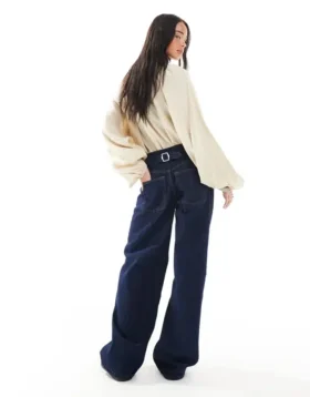 Topshop Jeans taille basse coupe ample
