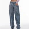 Topshop Jeans taille basse coupe ample