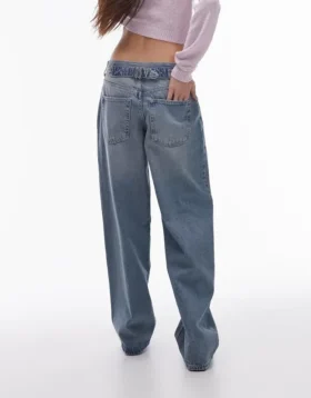 Topshop Jeans taille basse coupe ample
