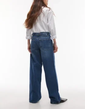 Topshop Jeans taille basse coupe ample