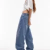 Topshop Jeans taille basse coupe ample