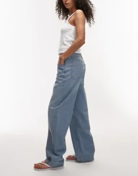 Topshop Mid Rise Loose Fit Jeans
