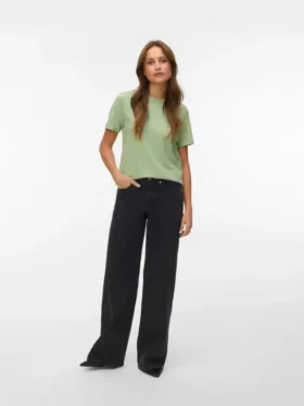 Vmsandie-Stretch Mid Rise Wide Leg Fit Jeans