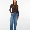 Vmsandie-Stretch Mid Rise Wide Leg Fit Jeans