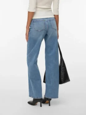 Vmsandie-Stretch Mid Rise Wide Leg Fit Jeans