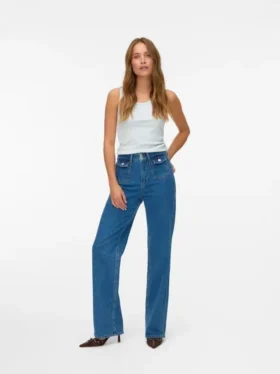 Vmtessa – Jeans court taille haute coupe large