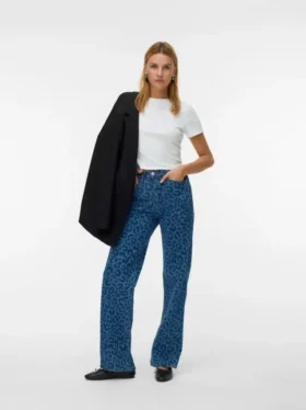 Vmtessa – Jeans court taille haute coupe large