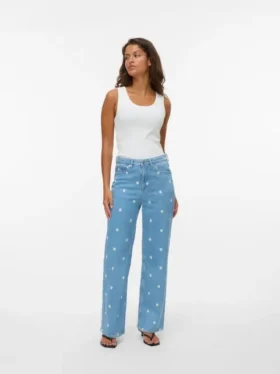 Vmtessa – Jeans court taille haute coupe large