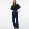 Vmtessa – Jeans court taille haute coupe large
