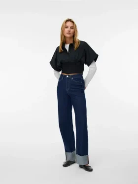 Vmtessa – Jeans court taille haute coupe large